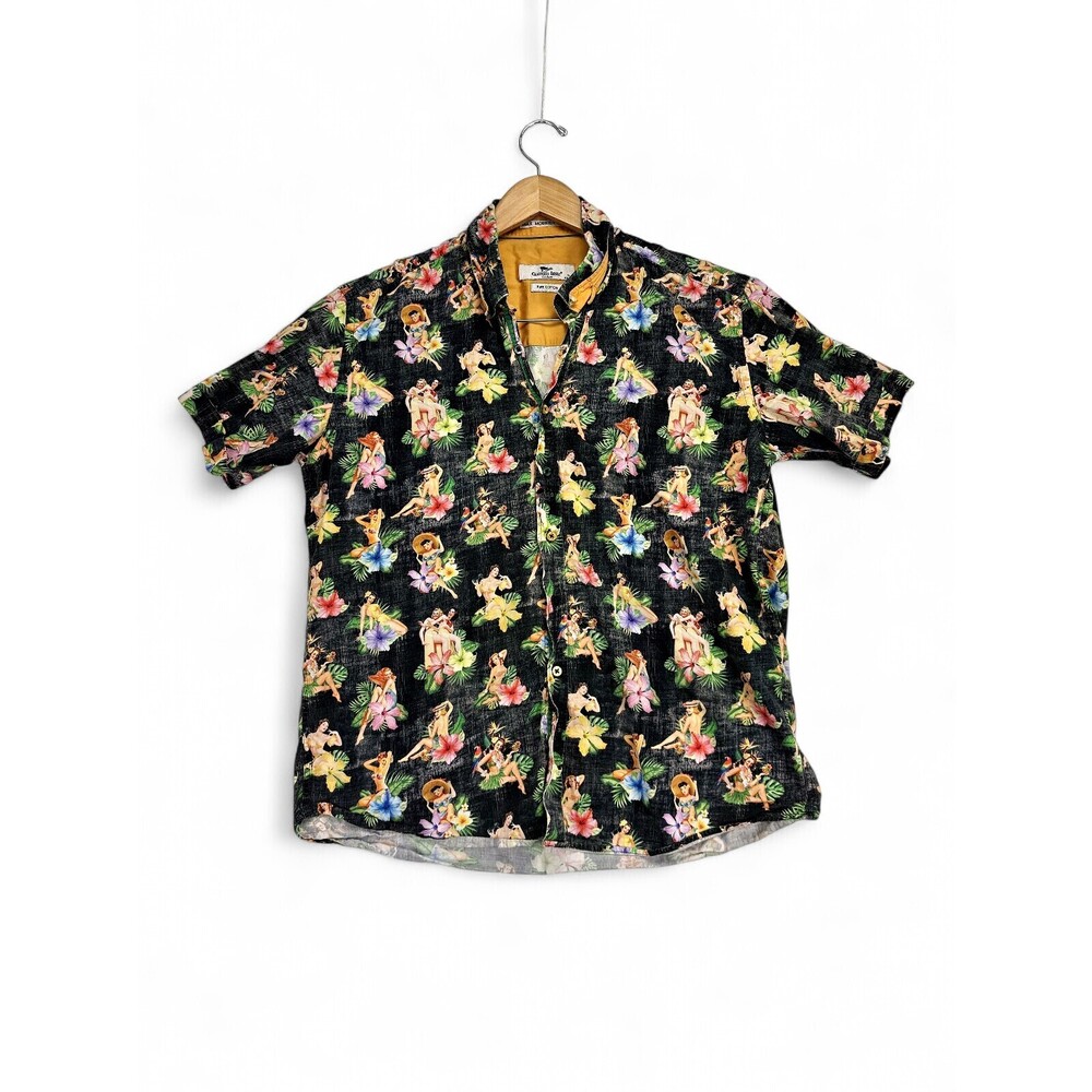Claudio Lugli Men's XL Hawaiian Print Short Sleeve Button-Up